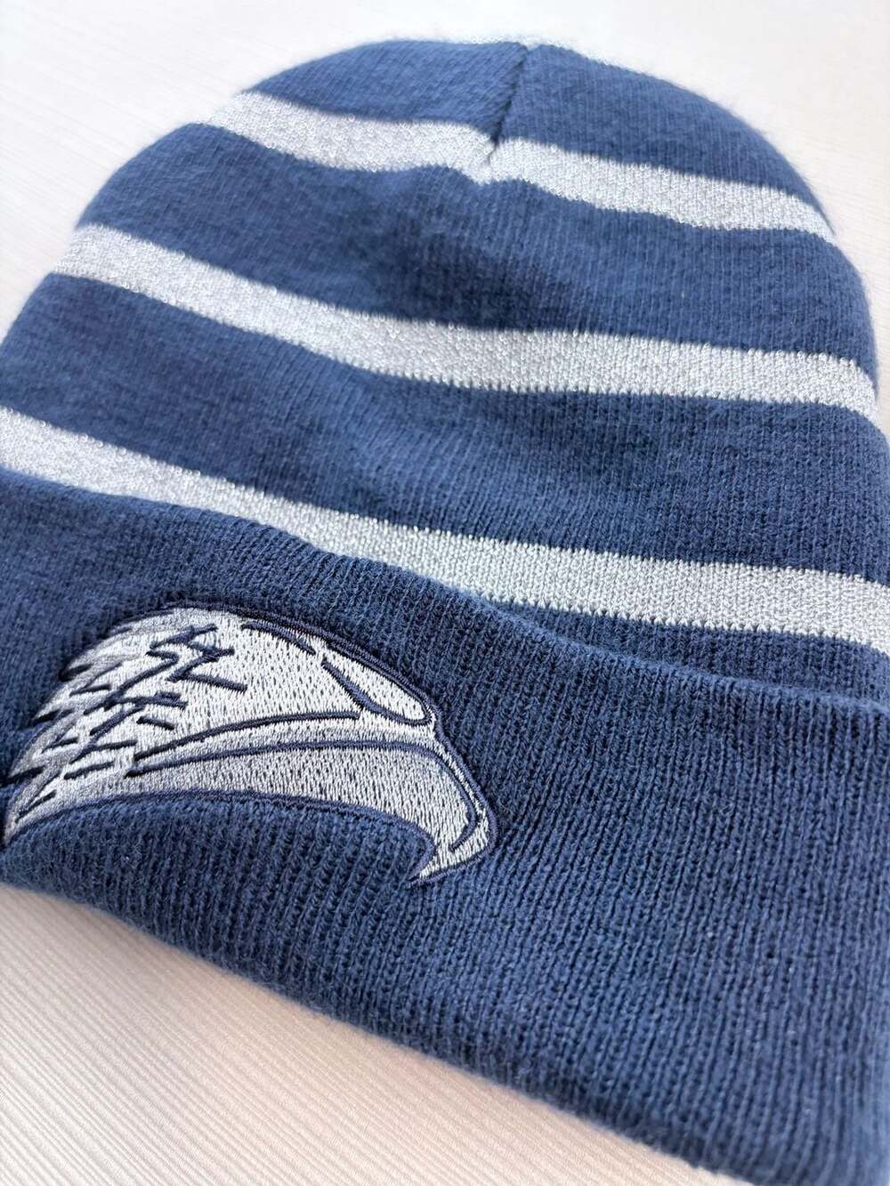 Philadelphia Eagles Beanie Hat Blue Silver Stripe Winter Knit NFL Fan Gear